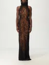 Jean Paul Gaultier Women Long Dress Double Layer Printed Wood