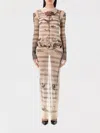 Jean Paul Gaultier Mesh Tattoo Striped Long Dress