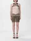 Jean Paul Gaultier Mesh Sleeveless Short Dress In Cartouche Print In Multicolor