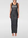 Jean Paul Gaultier Ribbed Mariner Double Layer Long Dress In Navy