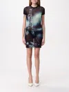 Jean Paul Gaultier Fitted Mesh Mini Dress With Pigalle City Print In Navy