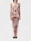 Jean Paul Gaultier Ribbed Cotton Long Dress With Printed Corset