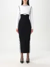 Jean Paul Gaultier Ribbed Texture Crew Neck Long Sleeve Dress In White
