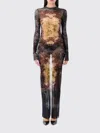 Jean Paul Gaultier Graphic Print Long Sleeve Fitted Top In Brown