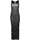 Jean Paul Gaultier Ribbed Mariner Double Layer Long Dress In Navy White Black