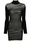 Jean Paul Gaultier Striped Mini Dress In Two In Navy White Black
