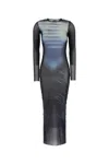 Jean Paul Gaultier Le Male Printed Mesh Long-sleeve Maxi Dress In Printed