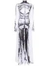 Jean Paul Gaultier Paris Graphic-pattern Stretch-woven Maxi Dress In White