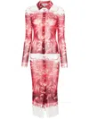Jean Paul Gaultier Red & White 'the Diablo' Midi Dress In Multicolor