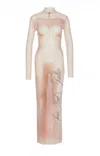 Jean Paul Gaultier Palepink Mesh Turtleneck Dress In Pink