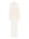 Jean Paul Gaultier Ribbed-knit Wool-blend Maxi Dress In White