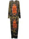 Jean Paul Gaultier Graphic Print Full-length Dress With Long Sleeves In Green