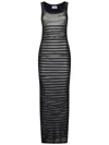 Jean Paul Gaultier Ribbed Mariner Double Layer Long Dress In Black