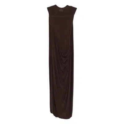 Jean Paul Gaultier Draped Sleeveless Maxi Dress In Brown