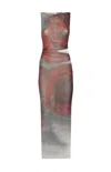 Jean Paul Gaultier Boat Neck Blurry Roses Printed Sleeveless Dress In Multi