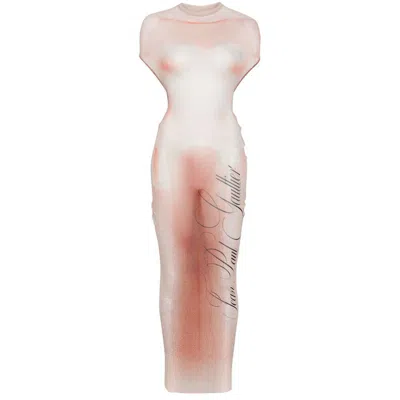 Jean Paul Gaultier Silhouette-print Maxi Dress In Pink