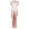 Jean Paul Gaultier Silhouette-print Maxi Dress In Pink
