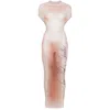 Jean Paul Gaultier Silhouette-print Maxi Dress In Pink