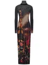 Jean Paul Gaultier Mesh Dress With High Neck And Long Sleeves In Red