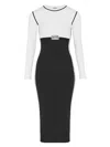 Jean Paul Gaultier Striking Black And White Color-block Midi Dress In White