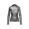 Jean Paul Gaultier Sheer Black Mesh Top With Graphic Print In Gray