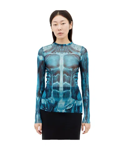 JEAN PAUL GAULTIER JEAN PAUL GAULTIER ECORCHE CREWNECK MESH TOP