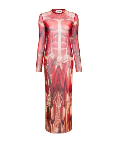 JEAN PAUL GAULTIER ÉCORCHÉ-PRINT TULLE MAXI DRESS