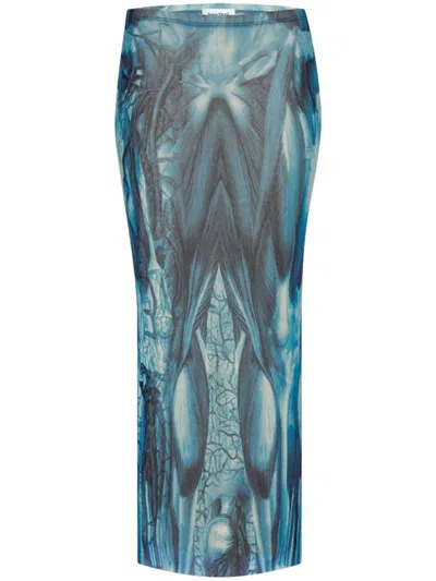 Jean Paul Gaultier Blue 'the Écorché' Maxi Skirt In 505601 Blue/lightblu