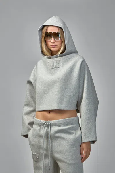 Jean Paul Gaultier Embossed Gaultier Hooded Sweatshirt In Gray