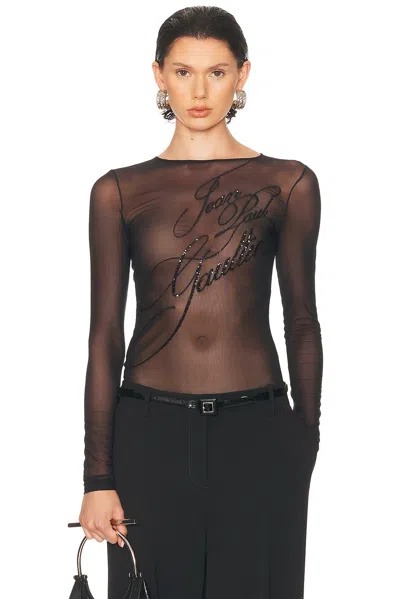 JEAN PAUL GAULTIER EMBROIDERED LONG SLEEVE TOP