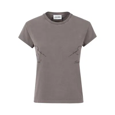 Pre-owned Jean Paul Gaultier Embroidered Stretch Tee 'dark Grey' | Women's Size M In Gray