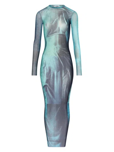 JEAN PAUL GAULTIER JEAN PAUL GAULTIER ETHEREAL WATER PRINT LONG DRESS