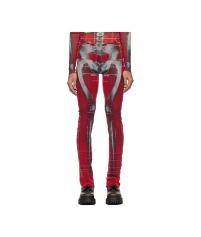 Jean Paul Gaultier Exclusive Red  Blue Printed Squeletor Trousers