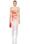 JEAN PAUL GAULTIER EYES AND LIPS MESH TANK TOP SHORT DRESS