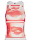 JEAN PAUL GAULTIER EYES AND LIPS TANK TOP DONNA BLACK IN POLYAMIDE