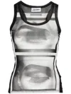 Jean Paul Gaultier Eyes And Lips Tank Top Woman Black In Polyamide In Black