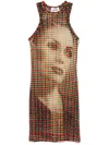 JEAN PAUL GAULTIER FACE-PRINT MESH TOP