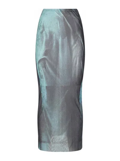 JEAN PAUL GAULTIER MESH PRINTED  LONG SKIRT