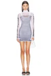 Jean Paul Gaultier Double Layer Mini Dress With Marinière Print In White  Navy  & Black