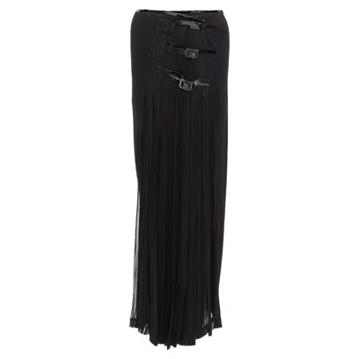 Jean Paul Gaultier Femme Bondage Buckle Detail Plisse Skirt In Black