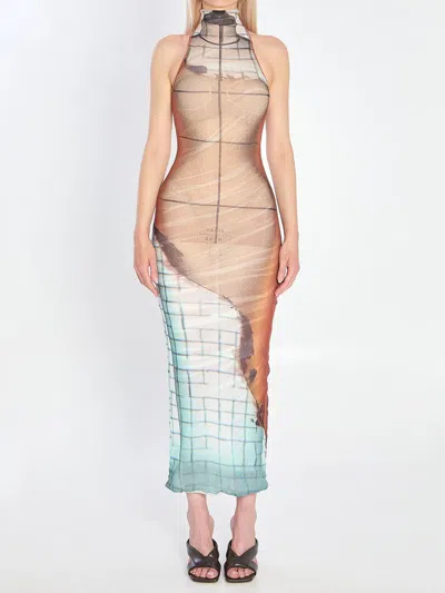 Jean Paul Gaultier Fire Long Dress In Multi