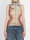 Jean Paul Gaultier Printed Tulle The Fire Tank Top In Multi
