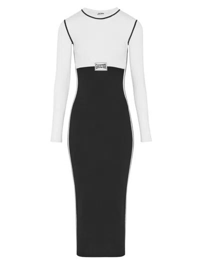 JEAN PAUL GAULTIER JEAN PAUL GAULTIER FITTED BLACK/WHITE LONG DRESS