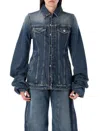 Jean Paul Gaultier Structured Blazer With Balloon Sleeves And Pockets In Blue