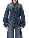 Jean Paul Gaultier Structured Blazer With Balloon Sleeves And Pockets In Blue