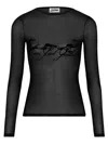 Jean Paul Gaultier Fitted Long-sleeve Sheer Mesh Top In Black