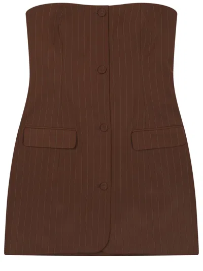 Jean Paul Gaultier Fitted Mini Suit With Striped Design In Brown