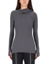 Jean Paul Gaultier Fitted Ribbed Merino Wool Sweater In Gray