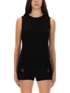 Jean Paul Gaultier Ribbed Cotton Lingerie Garter Top With Belt Loop Detail In Black