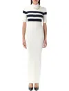 Jean Paul Gaultier Knitted Stripe Short Sleeve Dress In White